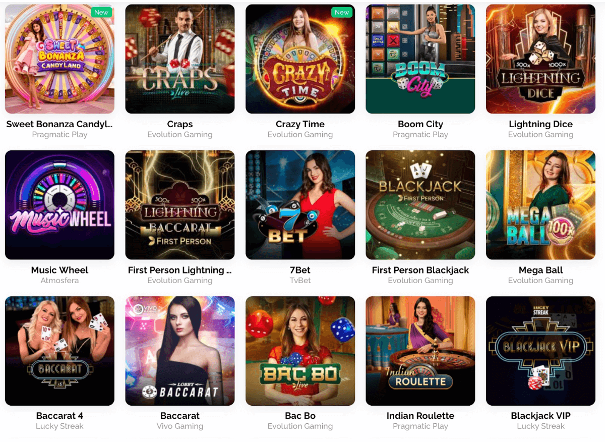 Some live games at Vulkan Casino